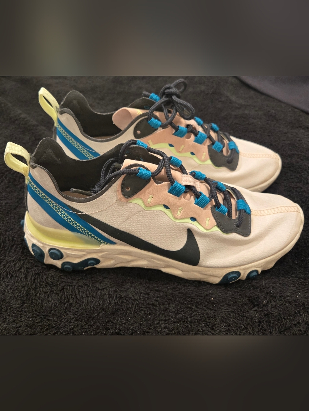 Nike React Element sneakers in White with Blue accents